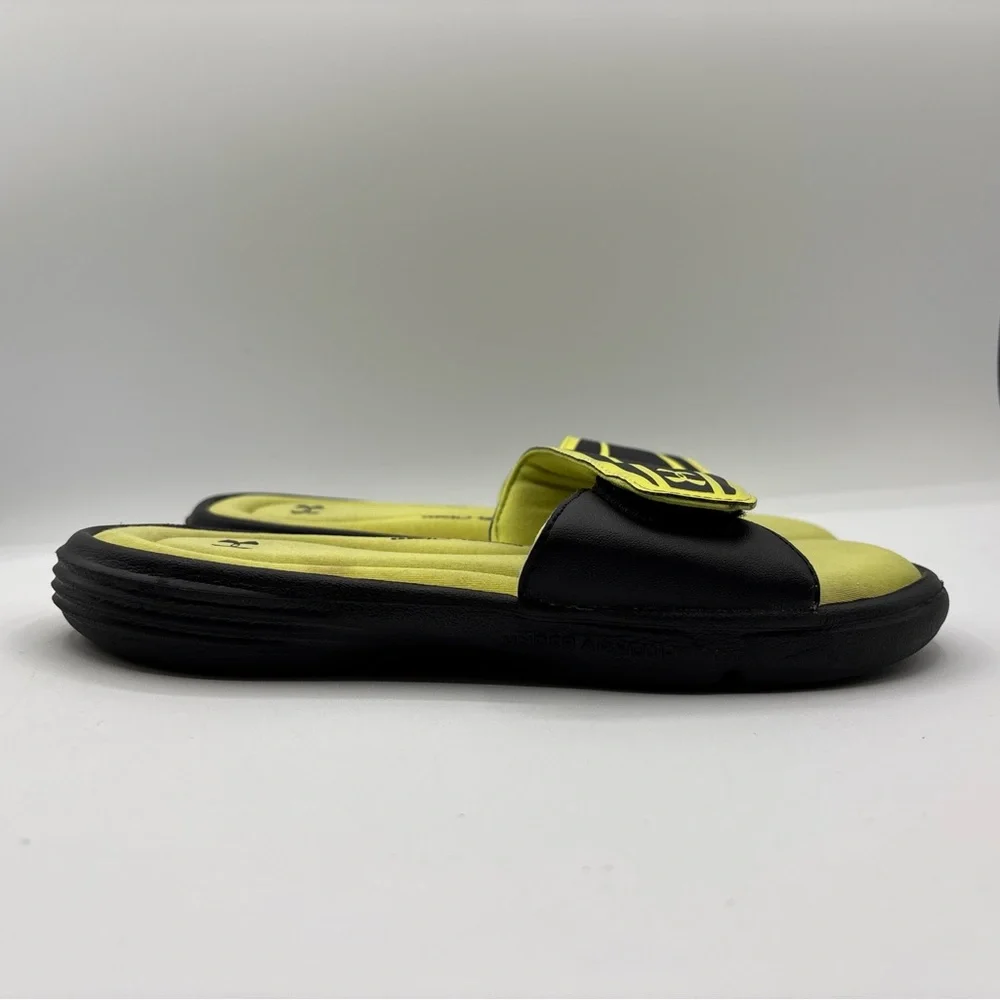 Under Armour 4D Foam Slides Black Yellow Comfort Slip On 1226875-009 Men’s S: 7